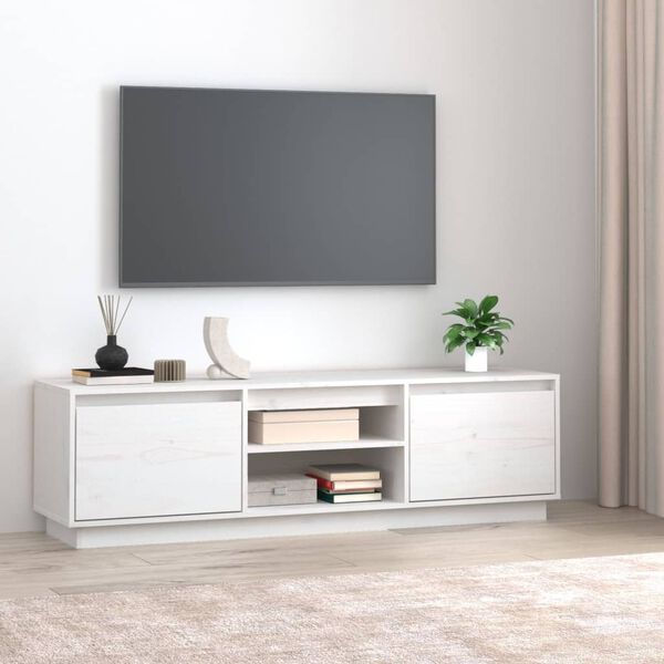vidaXL TV Cabinet White 140x35x40 cm Solid Wood Pine