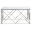 vidaXL Coffee Table Silver Stainless Steel and Tempered Glass