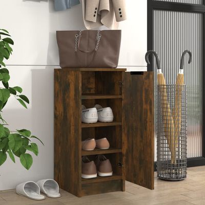vidaXL Shoe Cabinet Smoked Oak 30x35x70 cm Engineered Wood