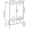 vidaXL Highboard White 68x39x101.5 cm Steel