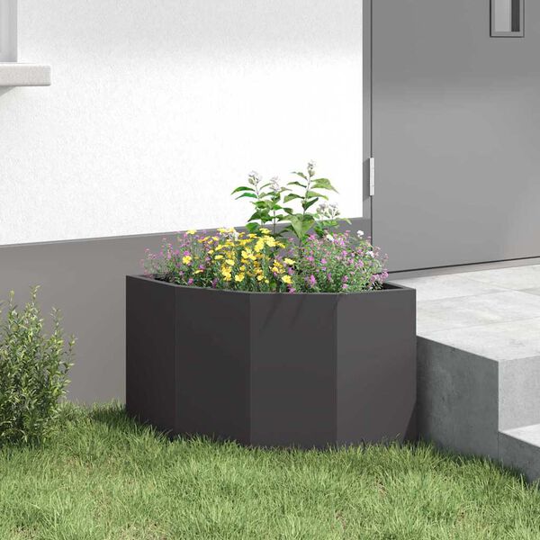 vidaXL Corner Planter Black 45 x 45 x 35 cm Steel