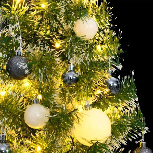 vidaXL Artificial Christmas Tree 150 LEDs&Ball Set&Flocked Snow 120 cm