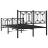 vidaXL Metal Bed Frame without Mattress with Footboard Black 120x190cm