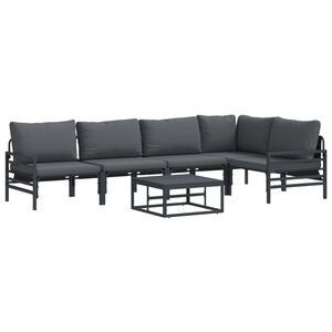 vidaXL Garden Sofa Set 6 pcs Black Steel