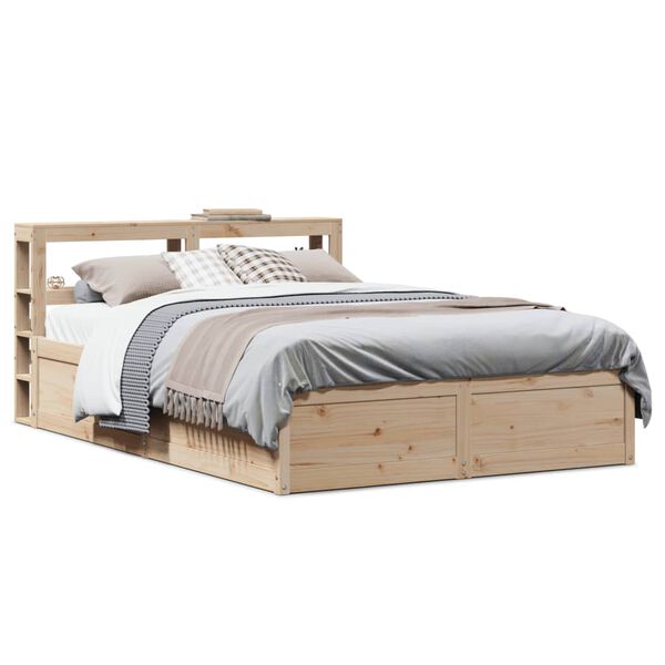 vidaXL Bed Frame with Headboard 140x190 cm Solid Wood Pine