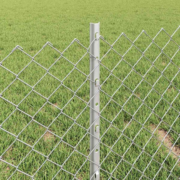 vidaXL Fence with Post Silver 0.4 x 25 m Steel
