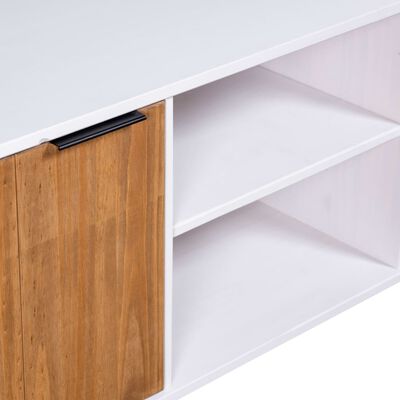 vidaXL TV Cabinet New York White and Light Wood Solid Pine Wood