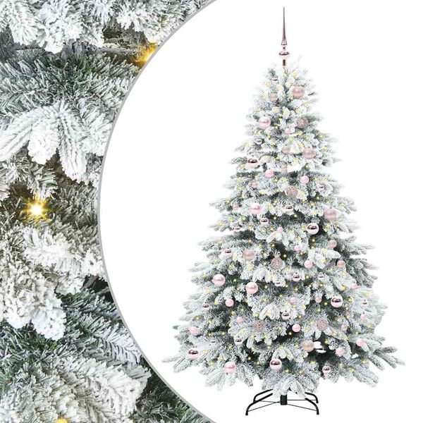 vidaXL Artificial Christmas Tree with 300 LEDs White 180 cm PE and PVC