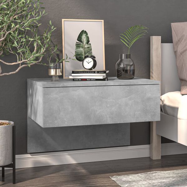 vidaXL Wall-mounted Bedside Cabinets 2 pcs Concrete Grey