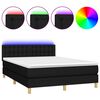 vidaXL Box Spring Bed with Mattress&LED Black 140x190cm Fabric