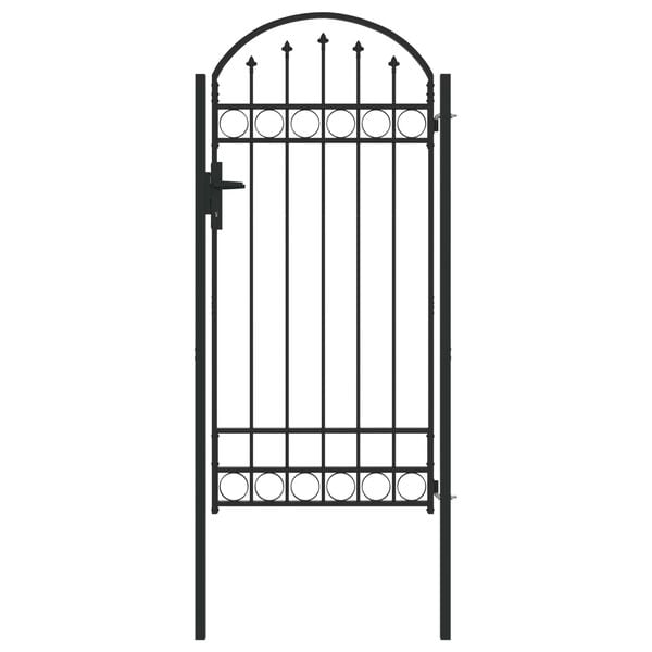 vidaXL Fence Gate Assen with Arched Top Steel 102x200 cm Black