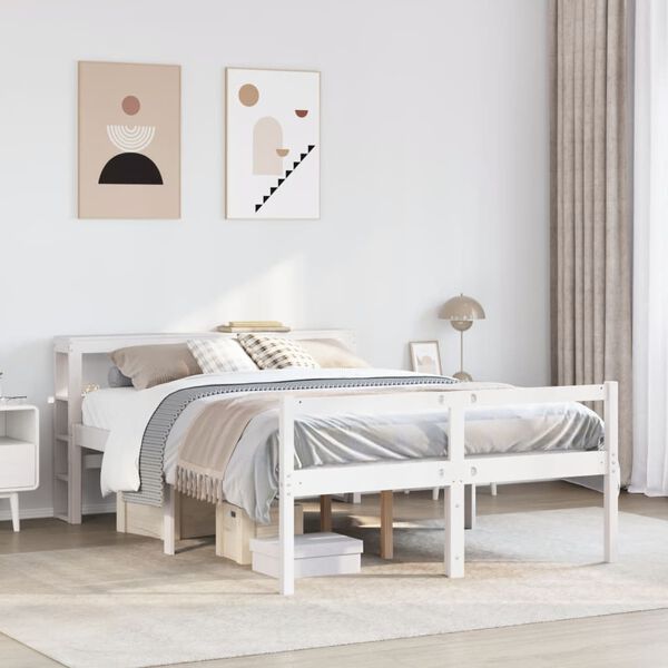 vidaXL Senior Bed with Headboard without Mattress White 150x200 cm King Size