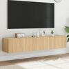 vidaXL TV Wall Cabinets with LED Lights 2 pcs Sonoma Oak 80x35x31 cm