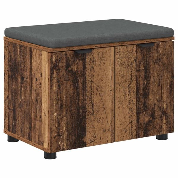 vidaXL Hall Bench with Cushion with Storage Old Wood 60 x 38 x 46 cm