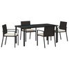 vidaXL Garden Dining Set 5 pcs Black Powder-Coated Steel