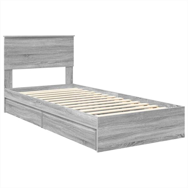 vidaXL Storage Bed Grey Sonoma 100 x 200 cm Engineered Wood