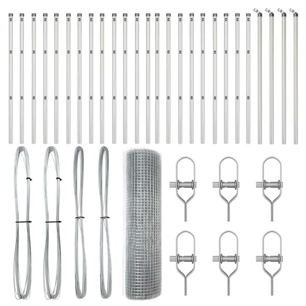 vidaXL Fence Post Silver 50 x 0.6 m (12 x 12 mm mesh) Steel