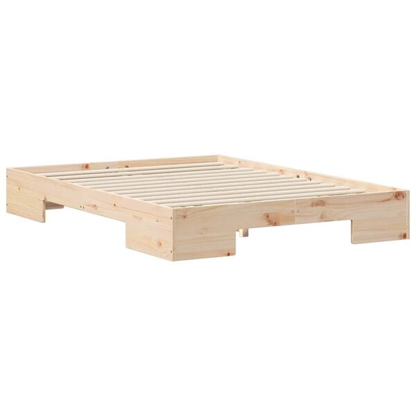 vidaXL Floor Bed Frame with Storage Brown 140 x 190 cm Solid pine wood