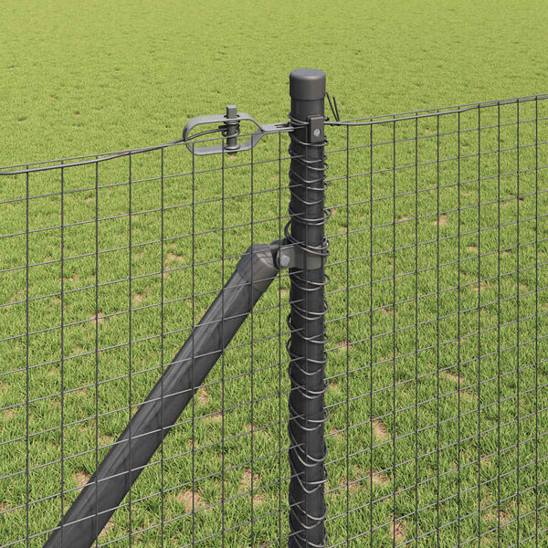 vidaXL Fence Post Grey 10 x 1.4 m (25 x 25 mm mesh) Steel and PVC