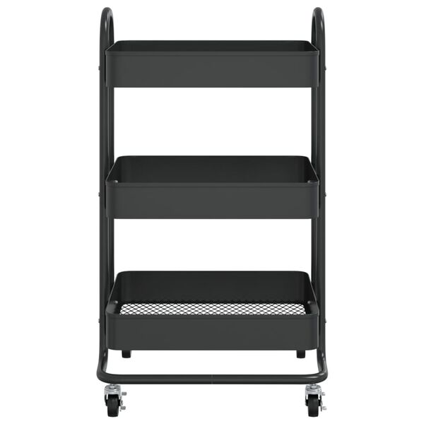 vidaXL 3-Tier Trolley Black 43x34x79 cm Steel