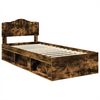 vidaXL Bed Frame with Headboard Smoked Oak 75 x 190 cm Solid Pine Wood