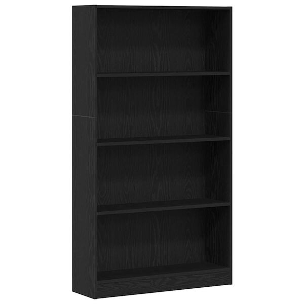 vidaXL 4-Tier Bookcase Black Oak 80x24x143 cm Engineered Wood