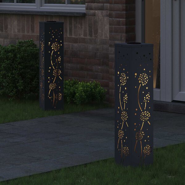 vidaXL Solar LED Pathway Light 2 pcs Anthracite Cold Rolled Steel