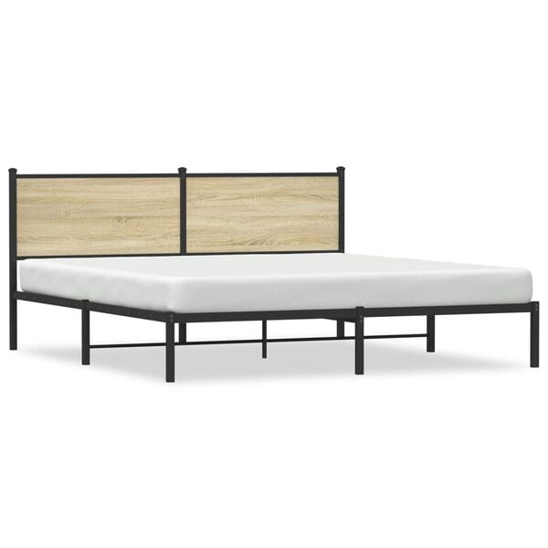 vidaXL Metal Bed Frame without Mattress Sonoma Oak 183x213 cm