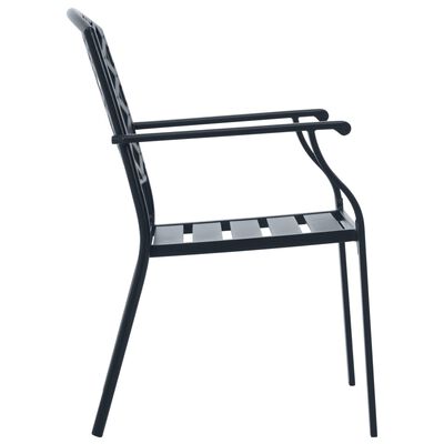 vidaXL Stackable Outdoor Chairs 2 pcs Steel Black