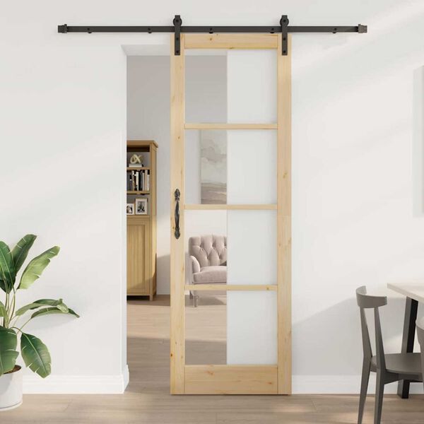 vidaXL Sliding Door ORKDAL Natural and Black 78 x 232 cm