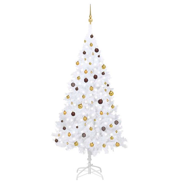 vidaXL Artificial Pre-lit Christmas Tree with Ball Set White 240 cm