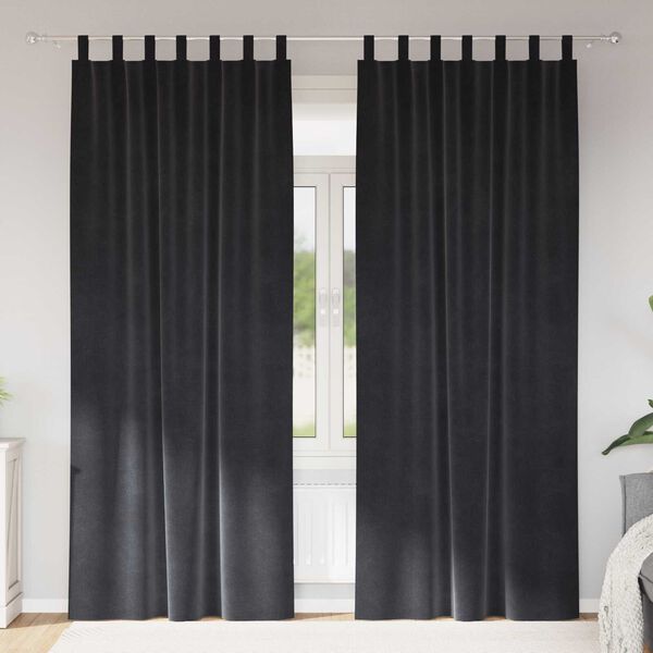 vidaXL Blackout Curtains 2 pcs Dark Grey 140 x 225 cm Velvet