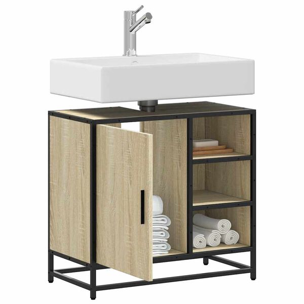vidaXL Bathroom Sink Cabinet Sonoma Oak 65x33x60 cm Engineered Wood
