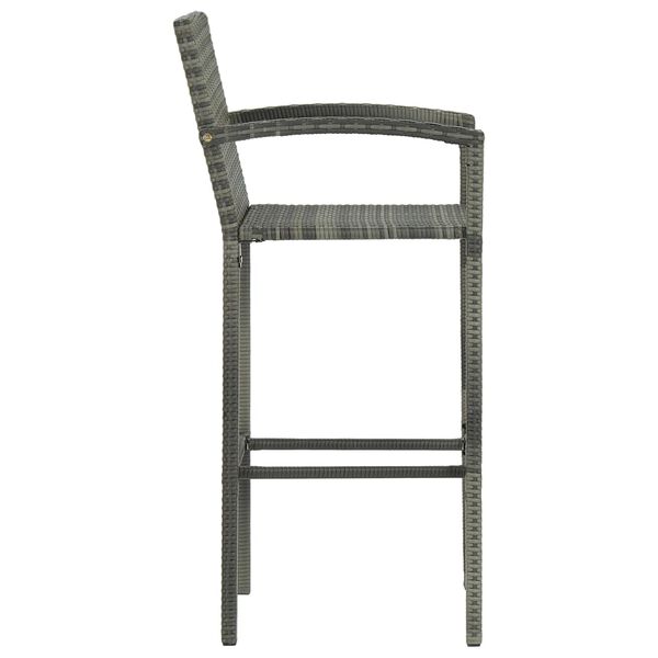 vidaXL Bar Stools 4 pcs Grey Poly Rattan