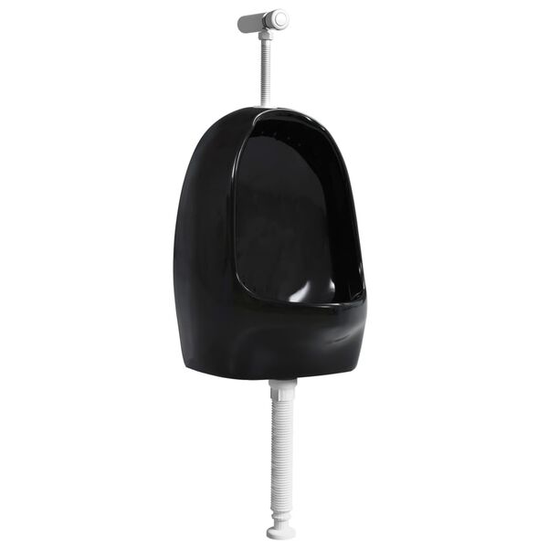 vidaXL Wall Hung Urinal with Flush Valve Ceramic Black