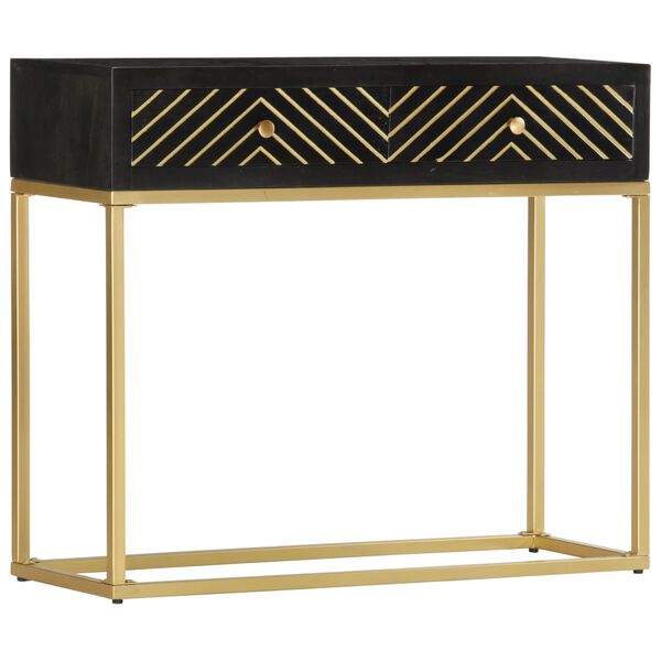 vidaXL Console Table Black and Gold 90x30x75 cm Solid Mango Wood