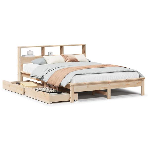 vidaXL Bookcase Bed without Mattress 135x190 cm Double Solid Wood Pine