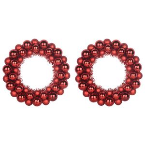 vidaXL Christmas Ball Wreathes 2 pcs Red 33 x 33 x 7 cm Polystyrene