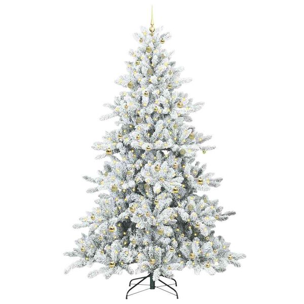 vidaXL Artificial Hinged Christmas Tree White 240 cm PVC and Steel
