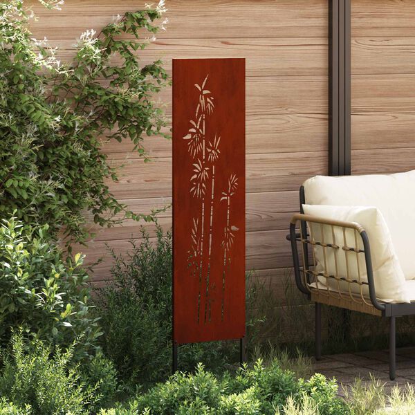vidaXL Garden Privacy Screen Floral Rusty 32 x 140 cm Weathering steel