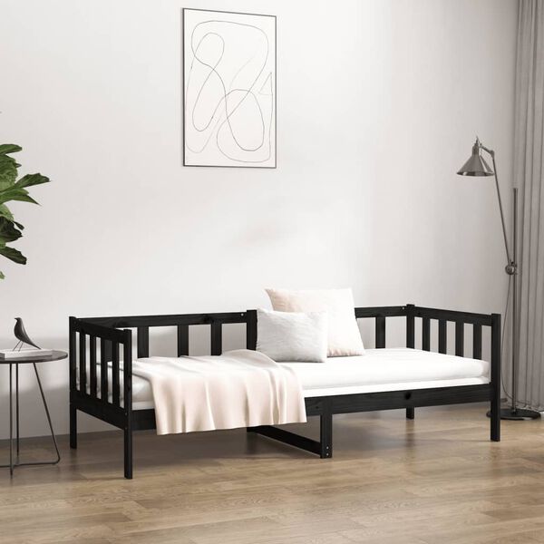vidaXL Day Bed without Mattress Black 80x200cm Solid Wood Pine