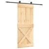 vidaXL Sliding Door Natural and Black 85 x 210 cm Solid Pine Wood