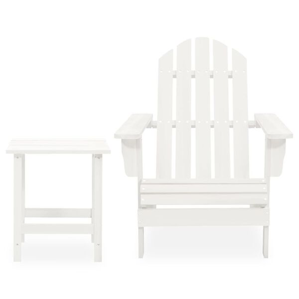 vidaXL Garden Adirondack Chair with Table Solid Fir Wood White