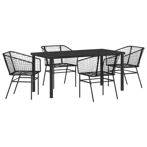 vidaXL Garden Dining Set 5 pcs Black Poly Rattan