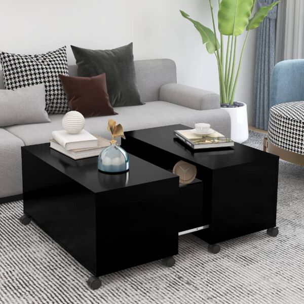 vidaXL Coffee Table Black 75x75x38 cm Engineered Wood