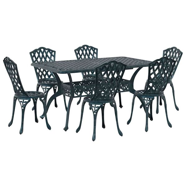 vidaXL Garden Dining Set 7 pcs Green Aluminium
