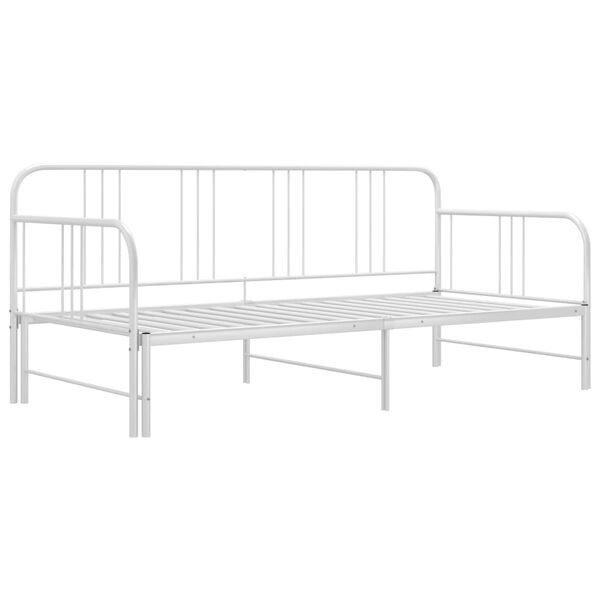 vidaXL Pull-out Sofa Bed Frame without Mattress White Metal 90x200 cm