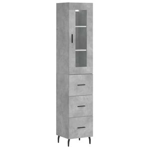 vidaXL Highboard Concrete Grey 34.5x34x180 cm Engineered Wood