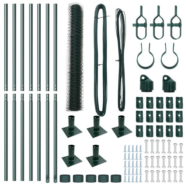 vidaXL Fence Post Green 10 x 1.2 m (36 mm mesh) Steel and PVC