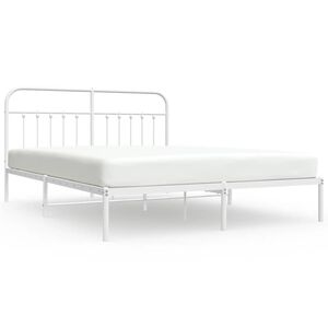 vidaXL Metal Bed Frame without Mattress with Headboard White 180x200cm